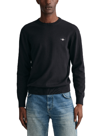 GANT Classic Cotton Crew Neck Sweater Tröjor Herr Svart L
