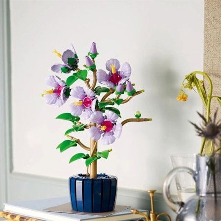 10311 Byggeklodssæt - Hibiscus, friske blomster, puslespil, legetøj, Valentinsdagsgave - blomstrende blomster