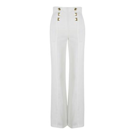 Elisabetta Franchi, Wide Trousers Biały, Kobieta, Rozmiar: XS