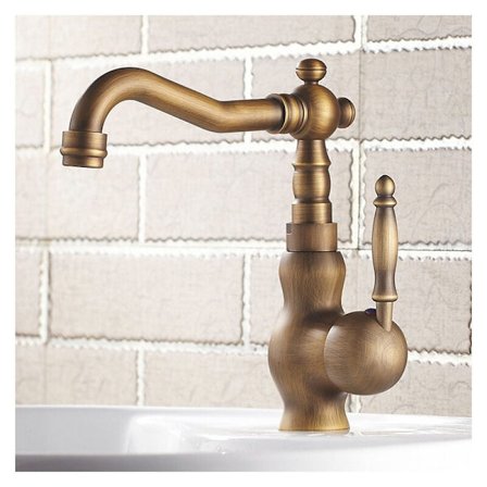 Antik vandhane, retro enkelt-huls håndvask, alt kobber kunstvask, øvre vask, roterende koldt og varmt vandhane