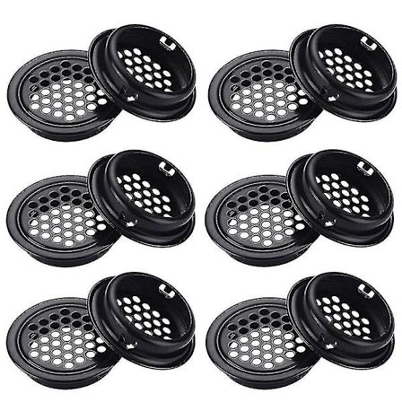 Rund ventilasjonsrist skap hullrist 35mm 30 stk svart for baderomsskap garderobeskap skoskap