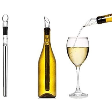 Viininjäähdytin sauva ruostumattomasta teräksestä ilmastimella - premium-viininjäähdytin - viininautinto sommelier-laadussa - lahja naisille ja 