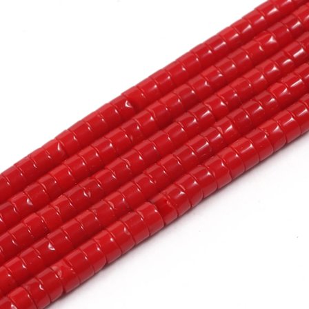 Partihandel DIY Lösa Pärlor 4x2mm Naturliga Röda Korallpärlor Platt Rund Skivform Pärlor För Smyckestillverkning Handgjort Material