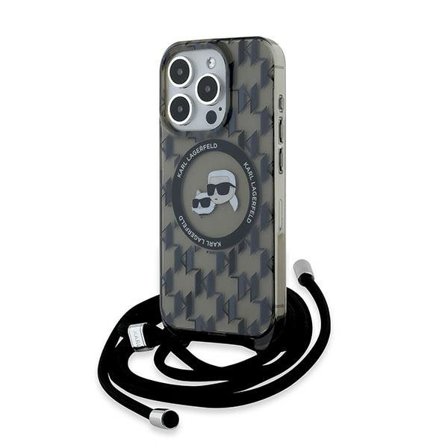 Karl Lagerfeld IML Crossbody Monogram Karl & Choupette MagSafe-etui til iPhone 15 Pro Max - Svart