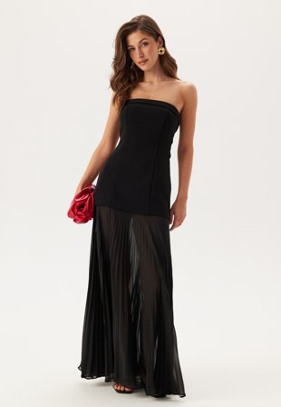 FOREVER NEW Bethie Strapless Sheer Skirt Dress Black Tøj
