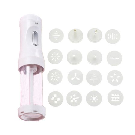 Elektrisk Kakepresse Fritter Maker med 12 Disker og 4 Hjemmelagde Verktøy for Baking og Glasurtips