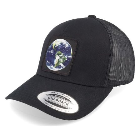Iconic - Svart trucker Keps - Planet Earth Retro Black A-frame Trucker @ Hatstore