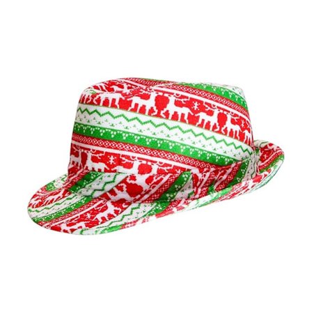 Grim Julenisse-Fedora - Rød og Grøn Grim Fest-Hatt