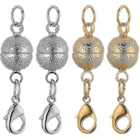 4 stk. Magnetiske Smykkespænd til Armbånd Halskæde 8mm Negle Sand Skrub Finish Runde Design Guld/Sølv Farve