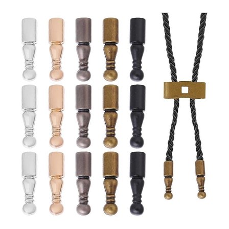 15 stk. 5 Farver Bolo Tie Endestykker Legering Wire Endetilbehør Udskiftning Tøj Dekoration DIY Makin