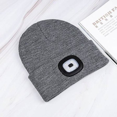 Stickad mössa med LED-ljus för jogging och vandring