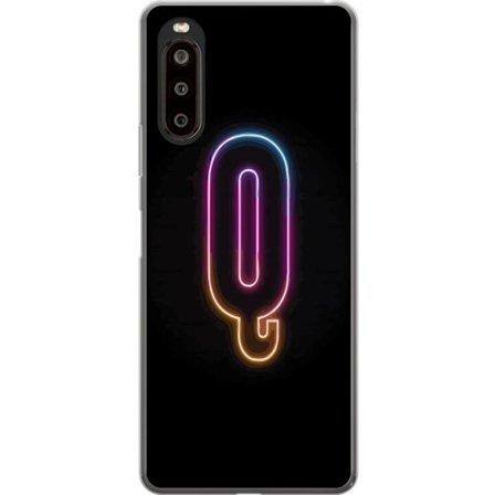 Yhteensopiva Puhelinkuori Sony Sony Xperia 10 II Minimalistinen neonkirjain Q kirkkaissa väreissä tummaa taustaa vasten