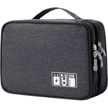 Rejsetaske til kabler, bærbar elektronik, tilbehør, opbevaringspose, sort