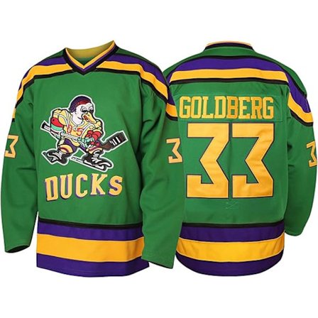 Menn Mighty Ducks 96 Charlie Conway 99 Adam Banks 33 Greg Goldberg Film Hockey Jersey Grønn 33 XXXL