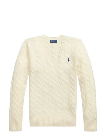 Polo Ralph Lauren | Cable-Knit Wool-Cashmere V-Neck Sweater | XL