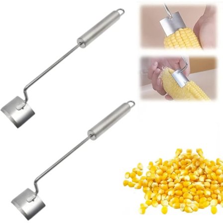 Majsskærer i rustfrit stål, majskolbestripper med langt håndtag til nem fjernelse af kerner, opvaskemaskine sikker majsskærer til hjemmekøkkener
