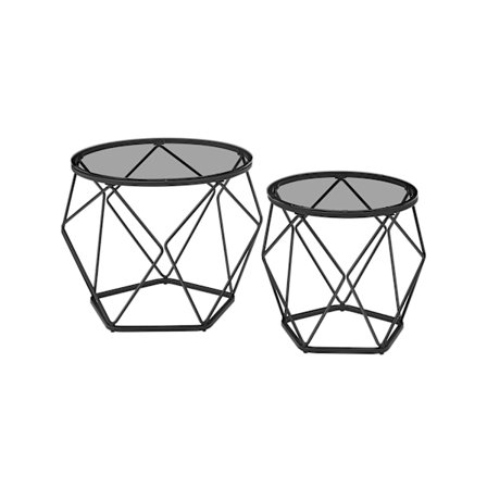 Rootz 2-osaiset sivupöydät - Päätypöydät - Karkaistu lasiteräs - Kevyt - Helppo koota - Moderni muotoilu - 50 cm x 40 cm x 40 cm & 40 cm x 36 cm x 36