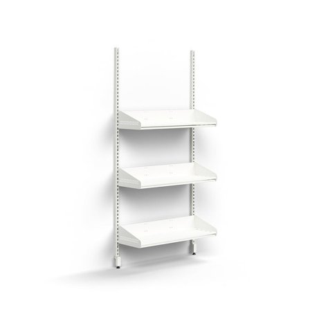 Skohylle, grunnseksjon, vegghengt, 3 skohyller, H1800 B900 D300 mm, hvit