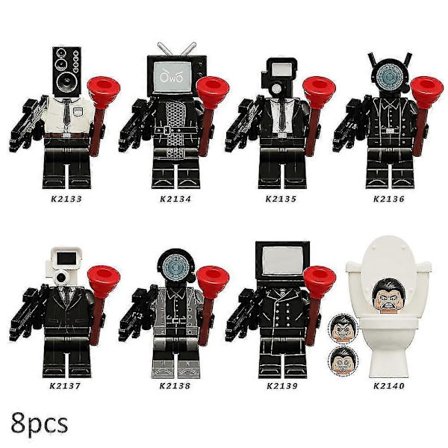 8-pak Skibidi Toilet Spil Byggeklodser Legetøj TV-figurer Speakerman Monitor Cameraman Figurer Dukke Dekoration