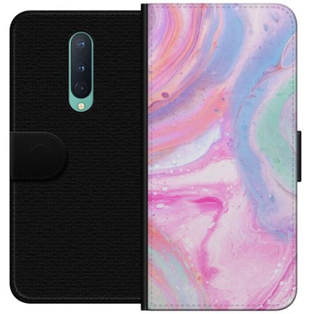Yhteensopiva Lompakkokotelo OnePlus OnePlus 8 Abstrakti pastellin värinen marmoritaide, jossa on nestemäinen akryyli vaikutus pinkissä, sinisessä