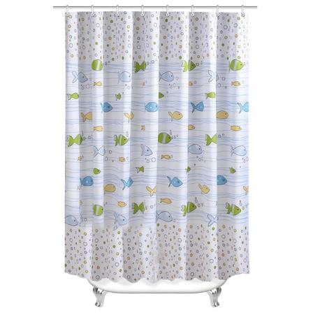 Suikkuverho 200x200cm Bubble Fish, painotettu helma, homeenesto tekstiili, vett hylkiv , pest v polyesterikylpyverho silmukoilla ja 12 suihku