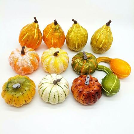 12 STK kunstige blandede gresskar Halloween gresskar skrivebordsdekor