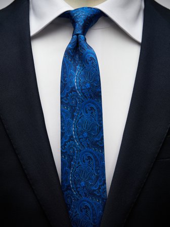 John Henric Men's Blaue Paisley Krawatte Size 6,5