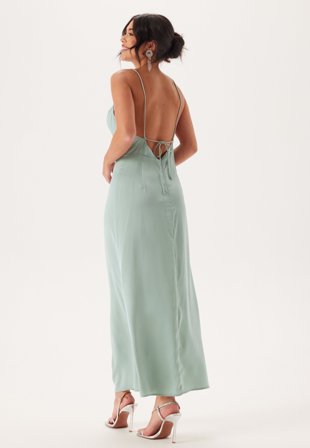 Bubbleroom Occasion - Waterfall Satin Ankle dress - Dusty green