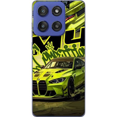 Yhteensopiva Puhelinkuori Motorola Edge 60 Stylus Bluey-perhe iloisessa piirrostyyliä kukkaisella taustalla ja leikkisällä väripaletilla