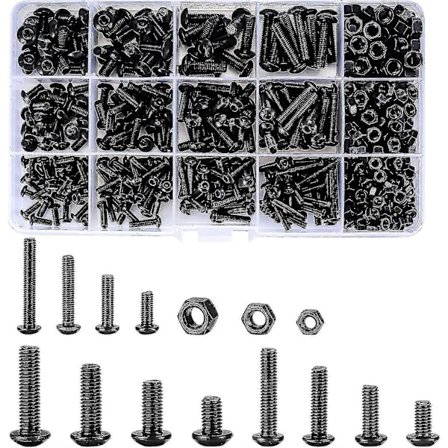 500 osan pultti- ja mutterisetti, musta kuusiokoloinen ruuvi ja mutterisetti T-x db