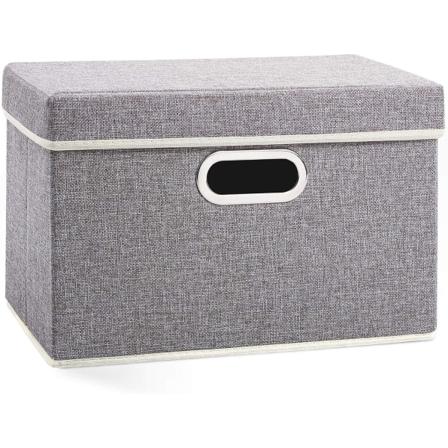 Foldbar Oppbevaringsboks i Stoff med Lokk for Håndklær, Bøker, Leke, Klær, etc. (1 stk, 32x22x17,5 cm)