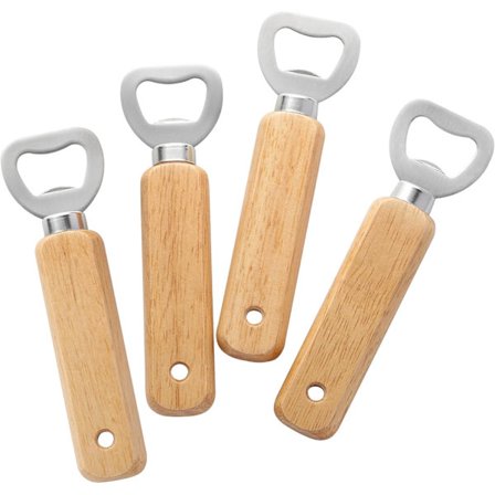 Graverbare treflaskeåpnere, 4-pakning manuelle ølflaskeåpnere for drikke, cider, bar, hjem