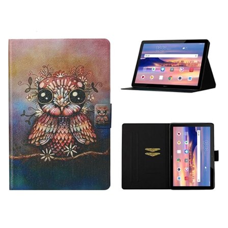 Huawei MediaPad T3 10 flipomslag i læder med cool mønster - Ugle