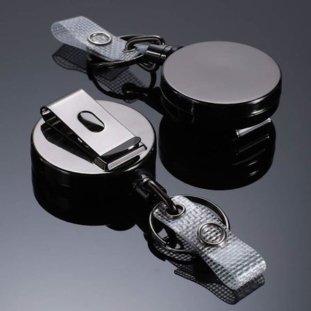 Märkesrulle med ID-korthållare, med utdragbar nyckelring, tung