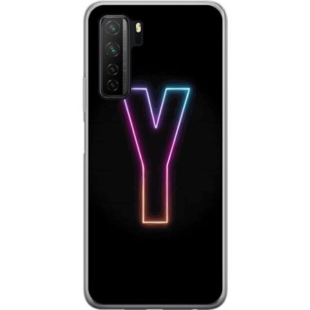 Kompatibel Mobilcover til Huawei Huawei P40 lite 5G Minimalistisk neonbogstav Y i farveskiftende lys mod sort baggrund