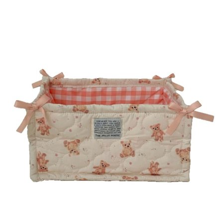 Stilfuld quiltet stofopbevaringskurv til at holde skriveborde ryddelige og pæne