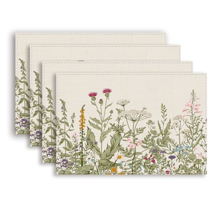 Antikke urter og vilde blomster sommer dækkeservietter sæt med 4 31x46cm sæsonbestemte vilde blomster forår bordskånere til fest køkken