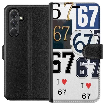 Kompatibelt Plånboksfodral till Samsung Samsung Galaxy A35 67 meme vintage nummer kollage retro 6-7 nummer klassisk typografi vintage design