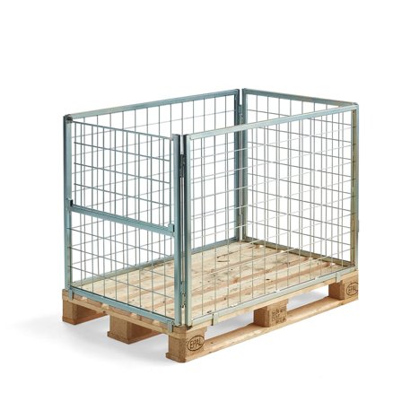 Pallcontainer, 1200x800x800 mm, vikbar kortsida