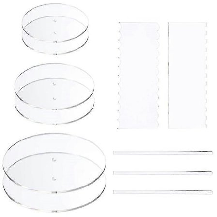 11 stk. Akryl Kakedisk Sett Sirkel Basebrett Pilar Kam Skrape Dyvelstang