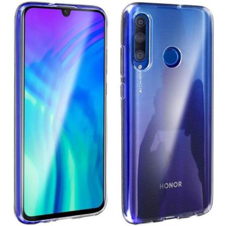 Honor 20 Lite transparent silikonfodral och svart kontur härdat glasskärmfilm svart