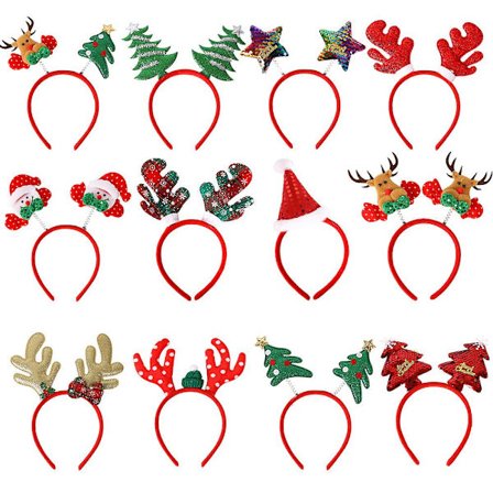 12 stk. Julehårbøyle Reinsdyrgevir Hårbøyle Juletre Hårbånd For Barn Kvinner Jul Hårtilbehør Festgaver