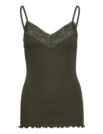Organic Strap Top W/ Lace Top Ærmeløs Top Grøn Rosemunde