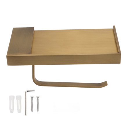 Antik Koppar Väggmonterad Pappershanddukshållare med Hylla för Kök och Badrum