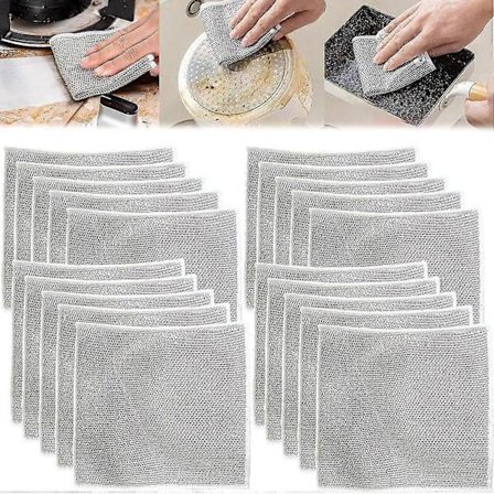 2023 Ny Multifunksjonell Ripesikker Ståltråd Oppvaskklut, Japansk Ståltråd Håndkle, Flerbruks Ståltråd Oppvaskfiller For Vått Og Tørt, Skrubber & 
