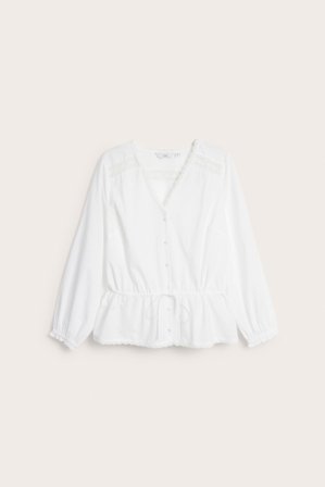 Kappahl | Bluse med snøring i livet Hvit L | Hvit