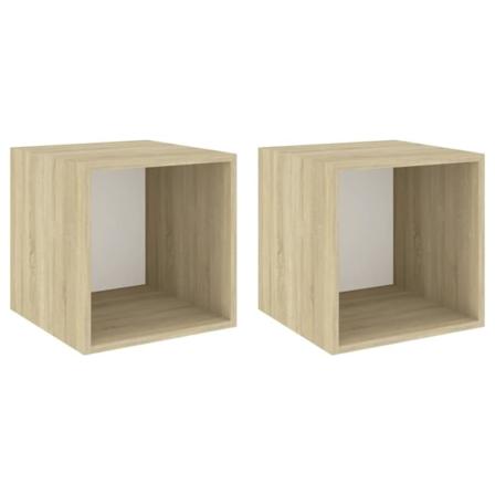 Vidaxl Väggskåp 2 St Vit Och Sonoma-ek 37x37x37 Cm Konstruerat T Vit