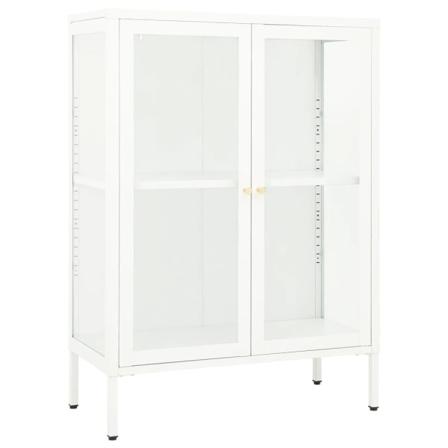 Vidaxl Skänk Vit 75x35x105 Cm Stål Och Glas Vit