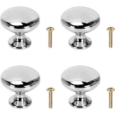 Hopeanväriset kaapin nupit, kiillotettu kromi, pyöreät sienen muotoiset ovenkahvat kaapin laatikostoihin (30 mm)