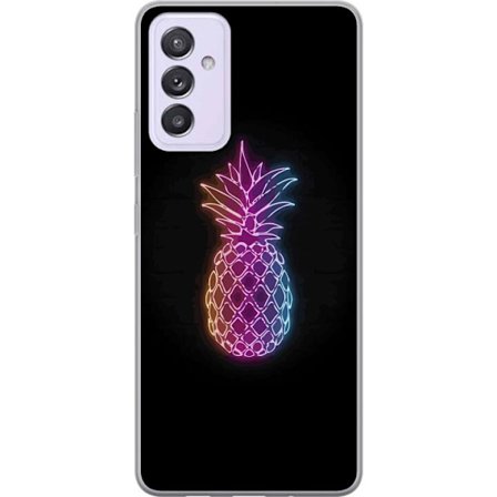 Kompatibelt Mobildeksel til Samsung Samsung Galaxy A82 5G Neonlysillustrasjon av ananas i fargerikt lys mot svart bakgrunn